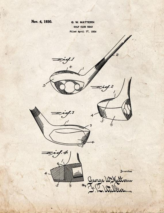 Golf Club Head Patent Print