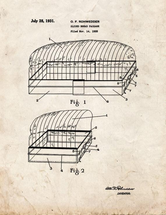 Sliced Bread Package Patent Print