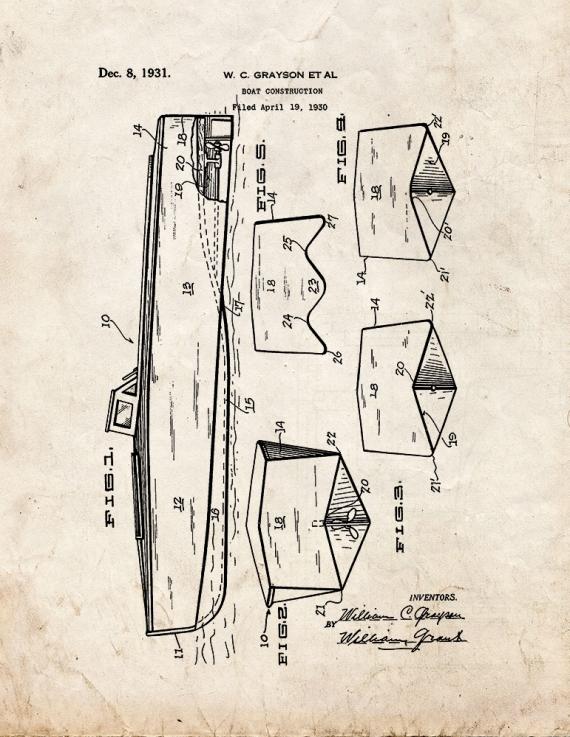 Boat Construction Patent Print