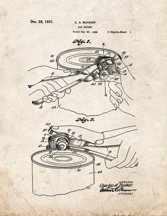 Can Opener Patent Print