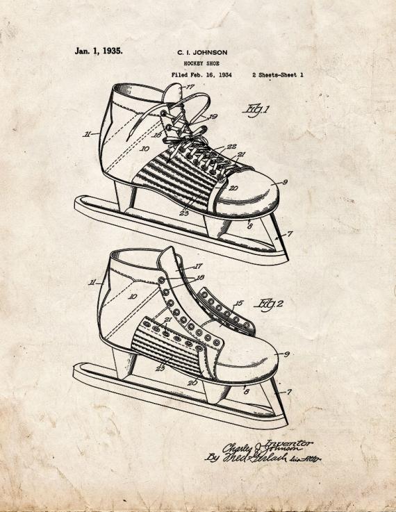 Hockey Shoe Patent Print