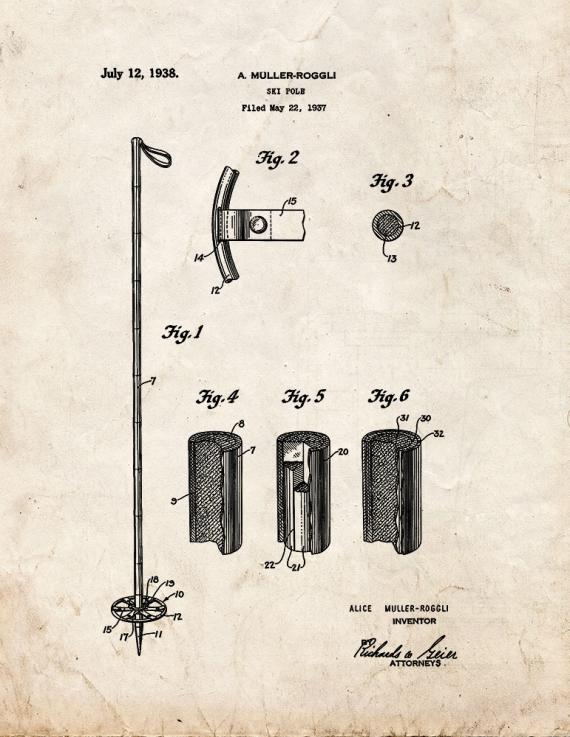 Ski-pole Patent Print