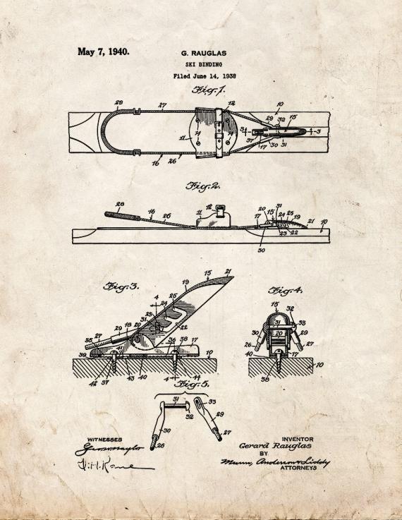 Ski Binding Patent Print