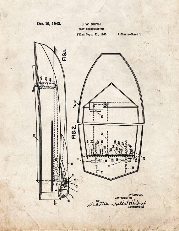 Boat Construction Patent Print