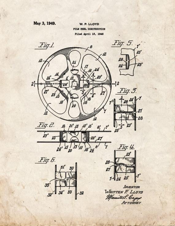 Film Reel Construction Patent Print