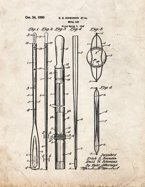 Metal Oar Patent Print