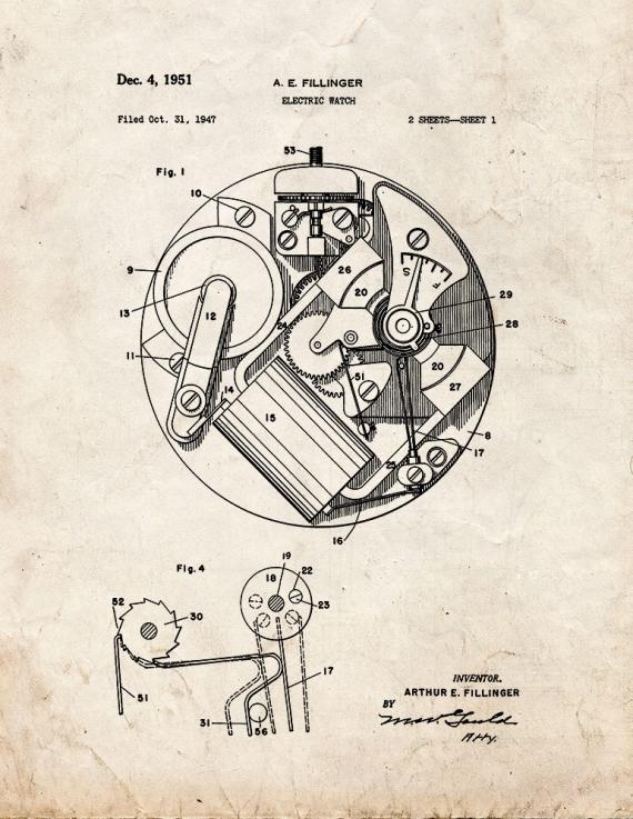 Electric Watch Patent Print