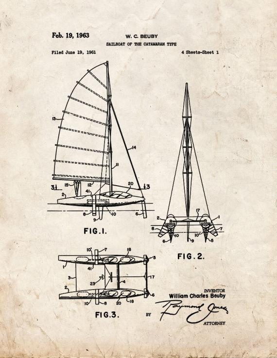 Sailboat Of The Catamaran Type Patent Print