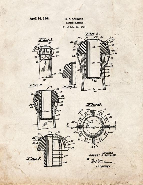 Bottle Closure Patent Print