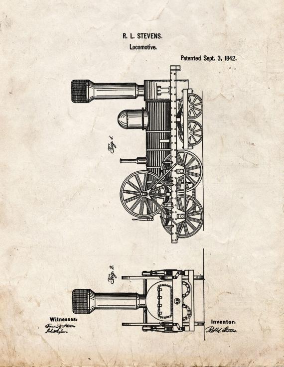 Locomotive Train Patent Print