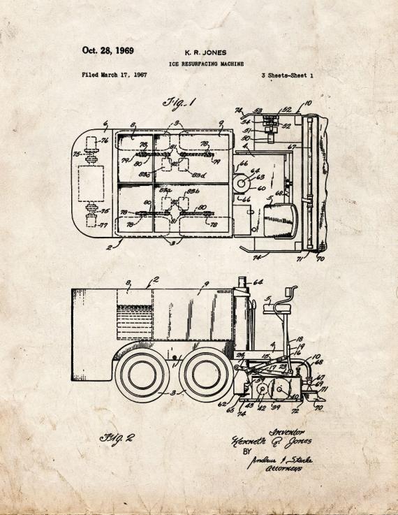 Ice Resurfacing Machine Patent Print