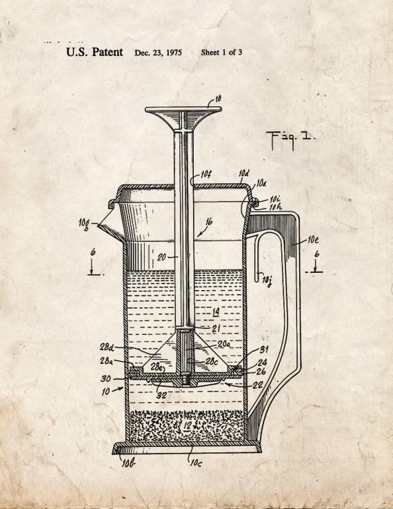Beverage Making Device Patent Print