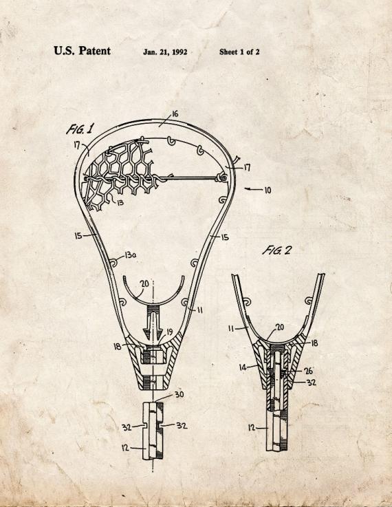 Lacrosse Stick Patent Print