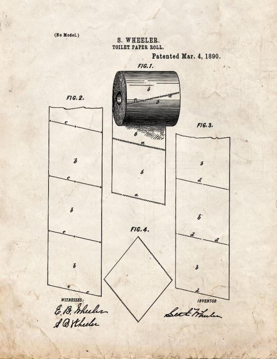 Toilet Paper Roll Patent Print