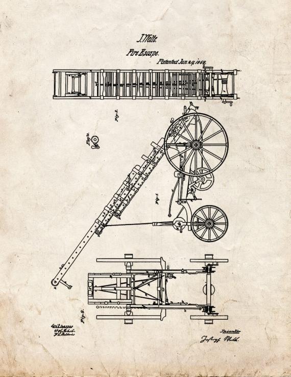 Fire Ladder Patent Print