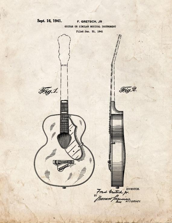 Guitar Patent Print