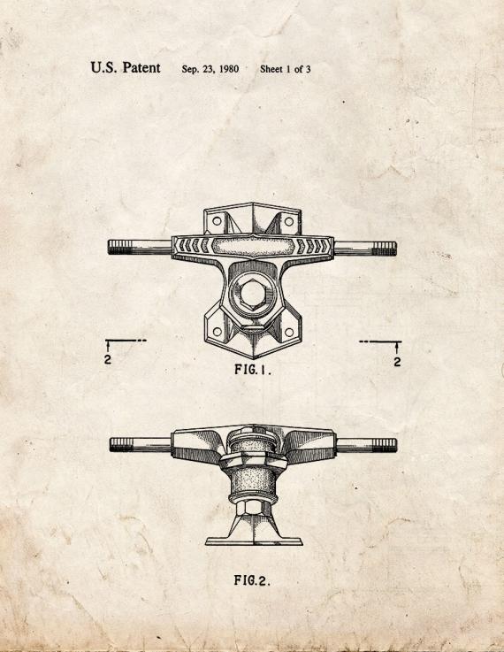Skateboard Truck Patent Print