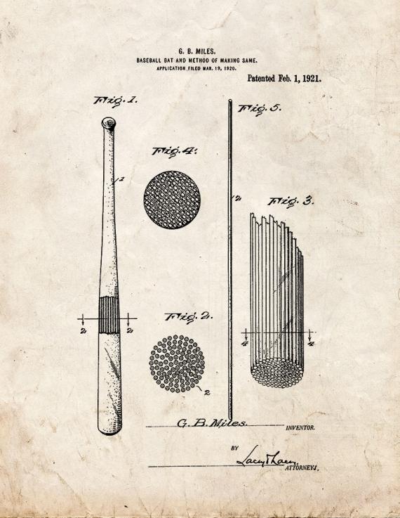 Baseball Bat Patent Print