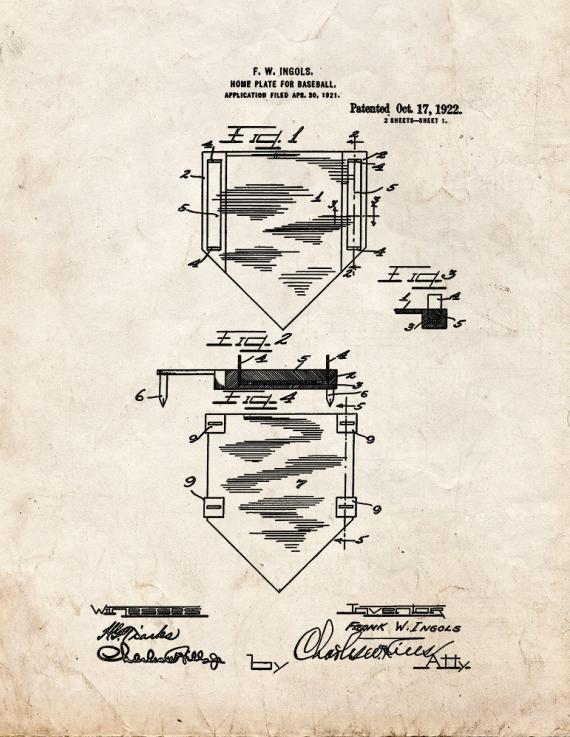 Home Plate for Baseball Patent Print