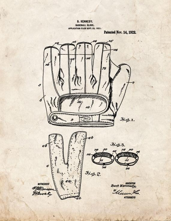 Baseball Glove Patent Print