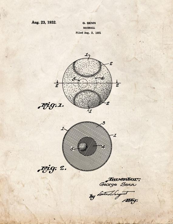 Baseball Patent Print