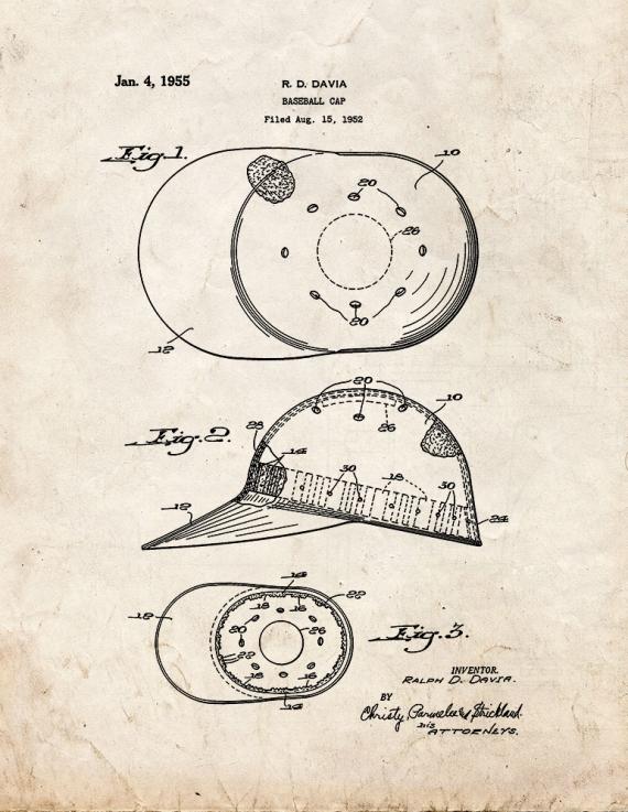 Baseball Cap Patent Print