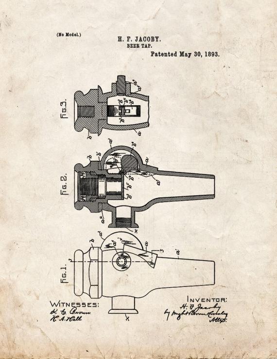 Beer Tap Patent Print