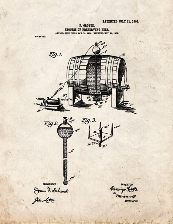 Process Of Preserving Beer Patent Print