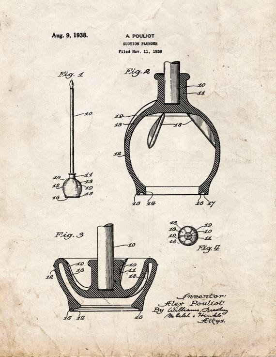 Toilet Plunger Patent Print