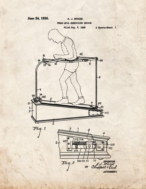 Treadmill Patent Print
