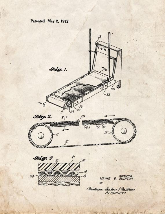 Exercise Treadmill Patent Print