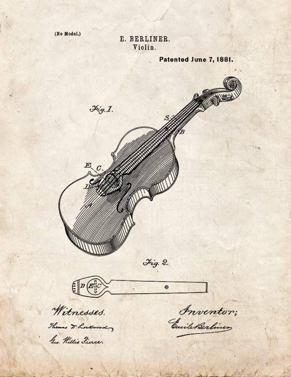 Violin Patent Print