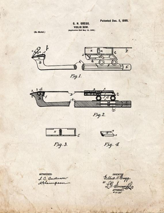 Violin Bow Patent Print