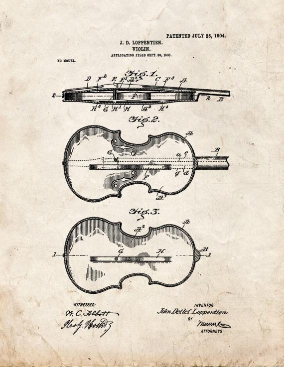 Violin Patent Print