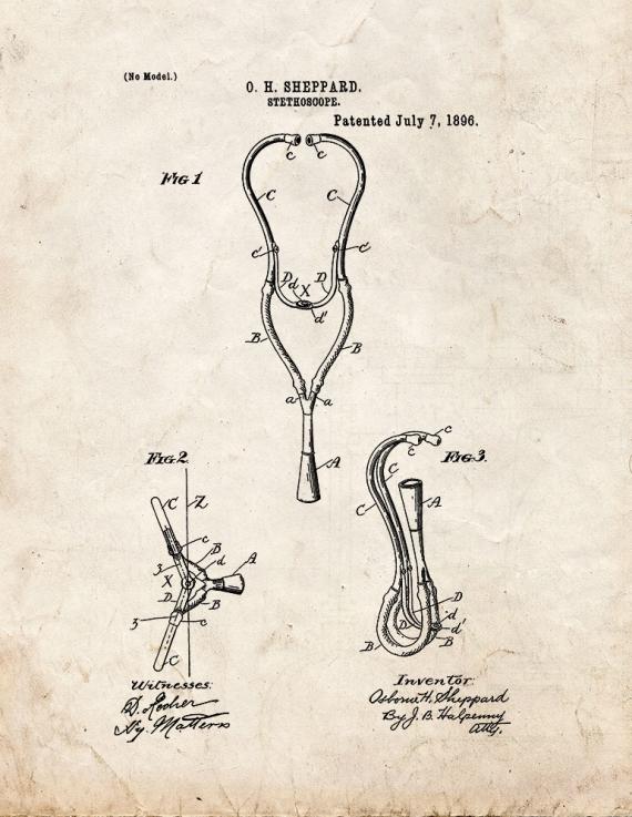 Stethoscope Patent Print