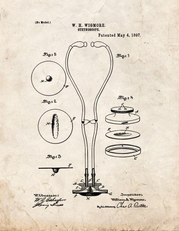 Stethoscope Patent Print