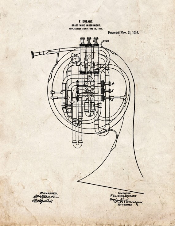 Brass Wind Instrument Patent Print