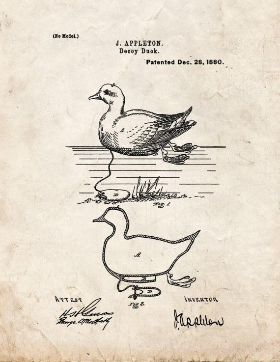 Decoy Duck Patent Print