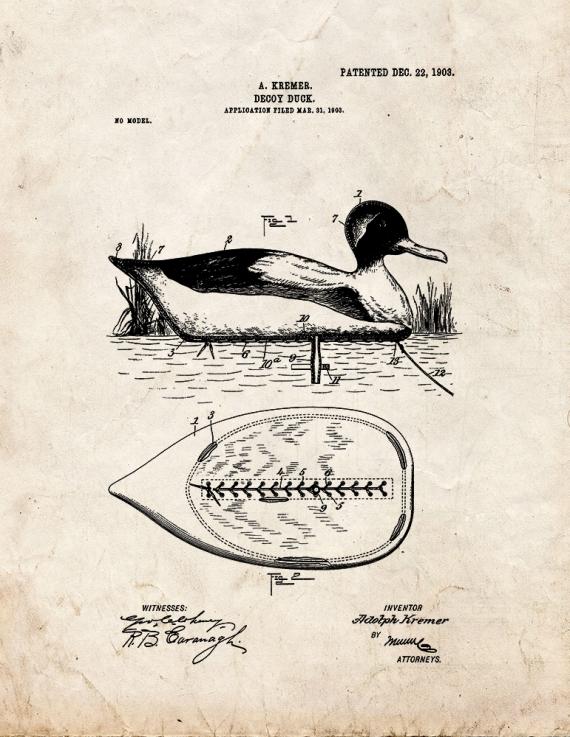 Decoy Duck Patent Print