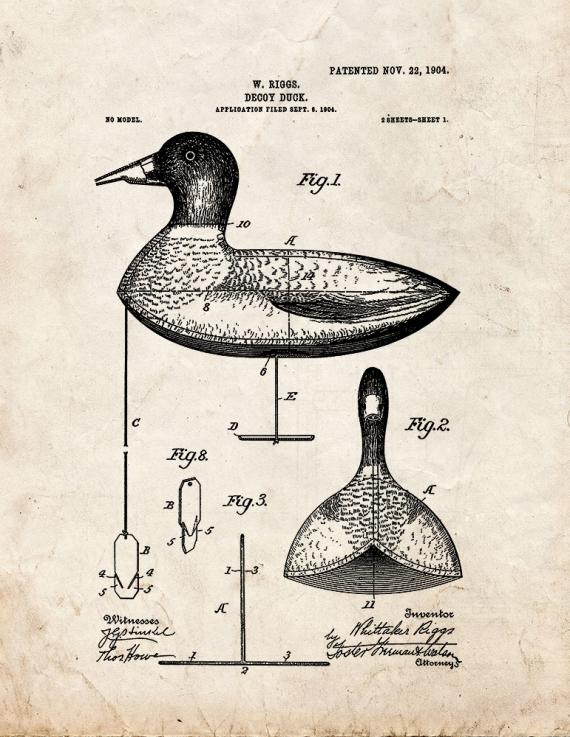Decoy Duck Patent Print