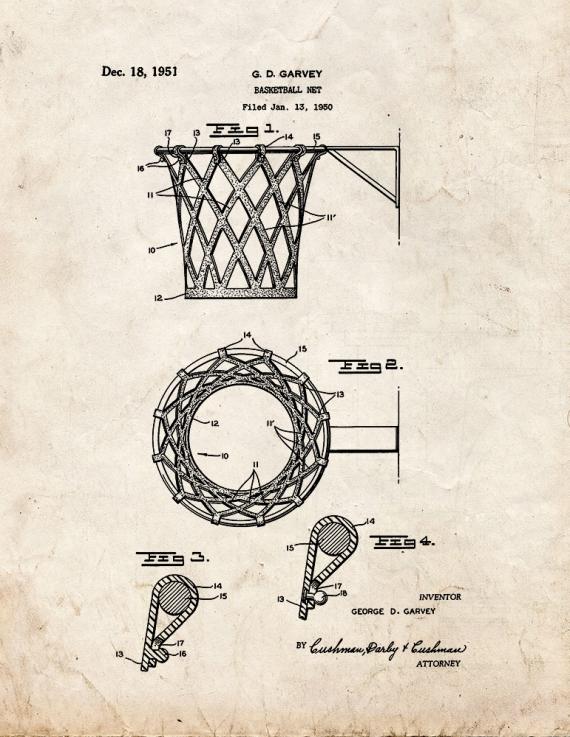 Basketball Net Patent Print
