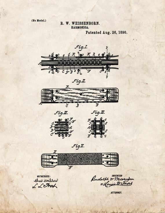 Harmonica Patent Print