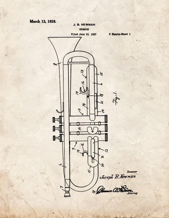 Trumpet Patent Print