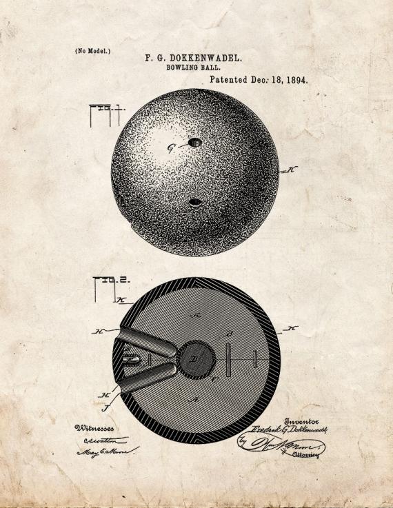 Bowling Ball Patent Print