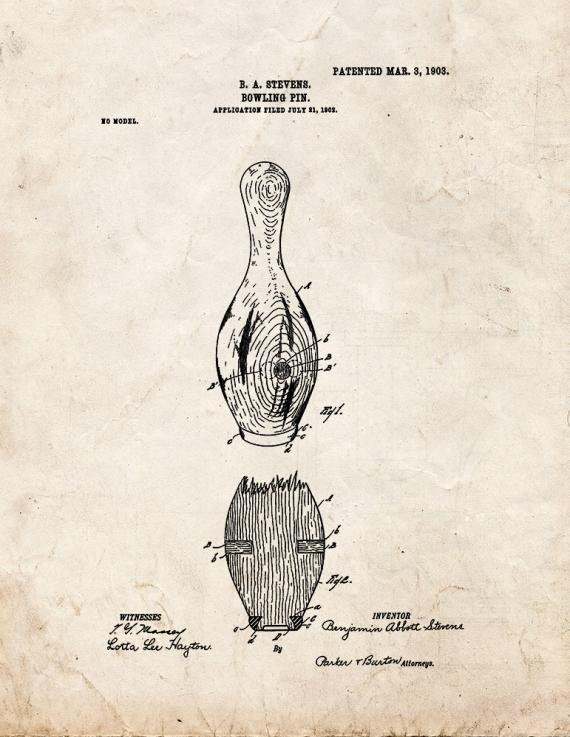 Bowling Pin Patent Print