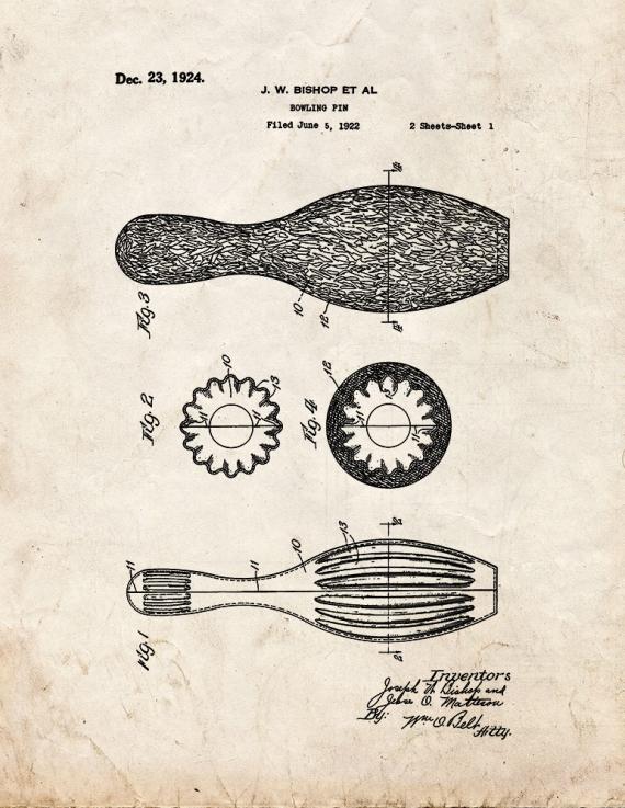 Bowling Pin Patent Print