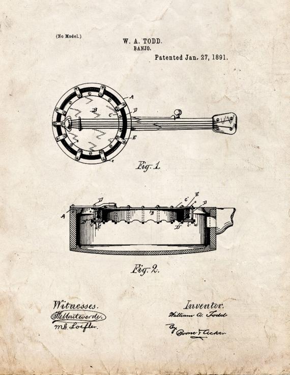 Banjo Patent Print