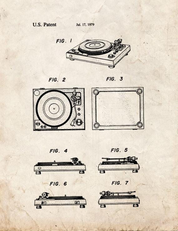 Record Player Patent Print