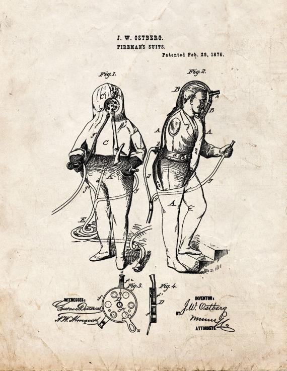 Firemen's Suit Patent Print