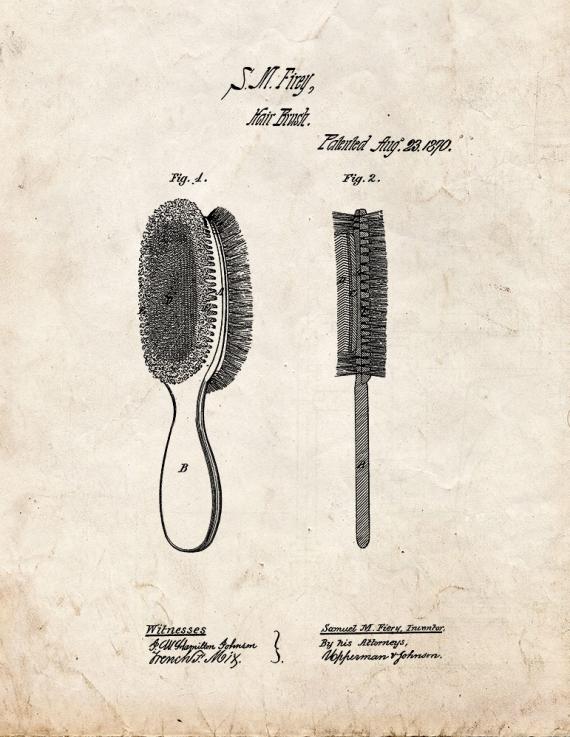 Hairbrush Patent Print